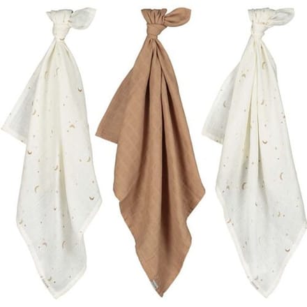 Prénatal hydrofiele luiers star moon 3 stuks Beigebrown unisex