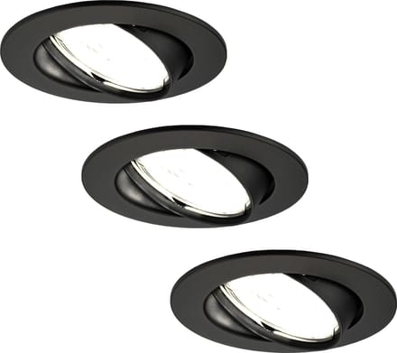Ledvion - 3X LED Inbouwspot Amsterdam - Zwart - Dimbaar - 3W - 4000K - Ø82 mm