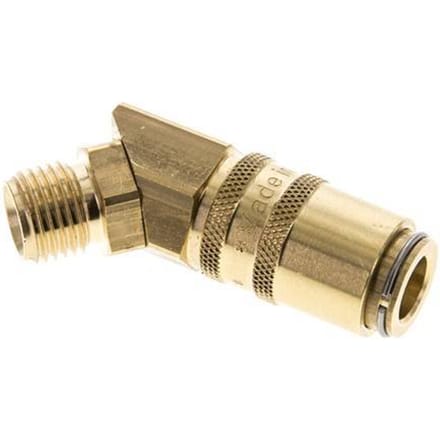 Messing DN 6 Tempereerkoppeling Snelkoppeling G 1/4 inch Buitendraad Dubbele afsluiting 45-deg