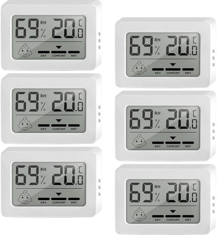 6 Stuks Digitale Mini Binnen Thermometer en Hygrometer met Smiley Comfort Indicator