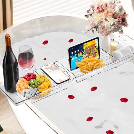 Unyqoos® Verstelbare en multifunctionele badplank voor ontspanning in de badkamer