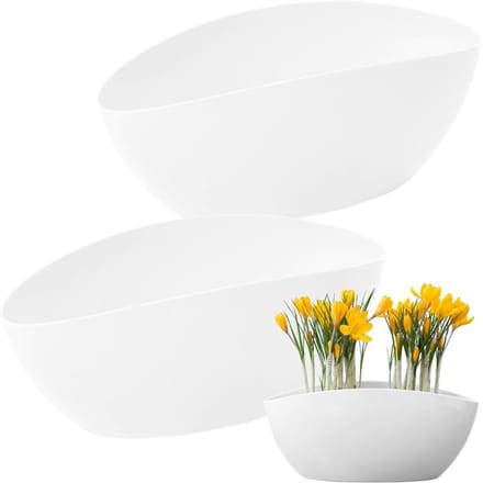2x Ovale Bloempot / Planter Wit - Duurzaam Kunststof