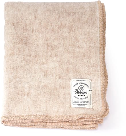 Beige wollen plaid 100x150 – Dekentje van Texelse wol - duurzaam, warm & zacht - Skéépe