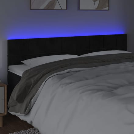 vidaXL - Hoofdbord - LED - 180x5x78/88 - cm - fluweel - zwart