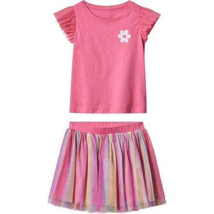 LUPILU Kinder T-shirt en rok (Roze, 110/116)