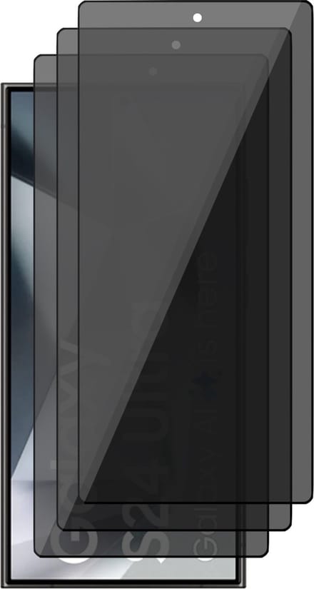 Privacy Screenprotector geschikt voor Samsung Galaxy S24 Ultra - 3x Volledig Dekkend Glas Screen Protector