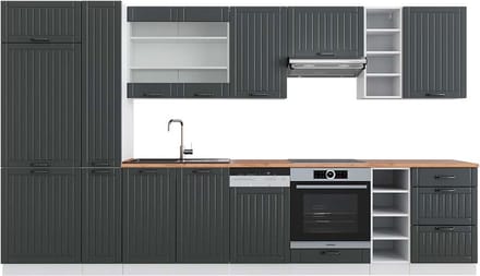 Vicco Fame-Line Complete keukeneenheid – 355 cm, WB Eik Antraciet landhuis/wit