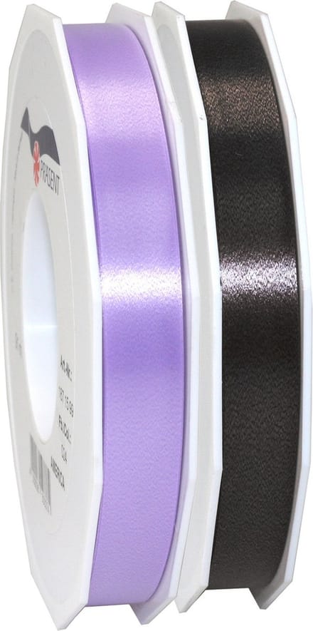 Glorex Hobby/deco luxe cadeau sierlint zwart/lila 1.5 cm x 91 meter