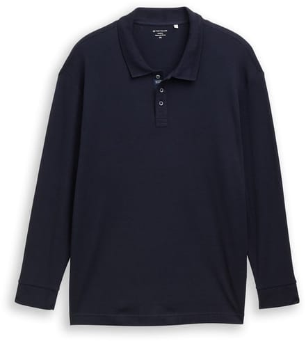 Tom Tailor - Plus Size - Polo met lange mouwen en wafelstructuur - Maat 2XL - sky captain blue