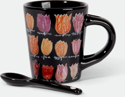 Espresso Mok Tulpen Zwart Met Lepel - Per Stuk - Souvenirs