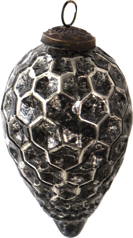 Clayre & Eef Kerstbal Overig Ø 7 cm Zwart Zilverkleurig Glas Kerstballen