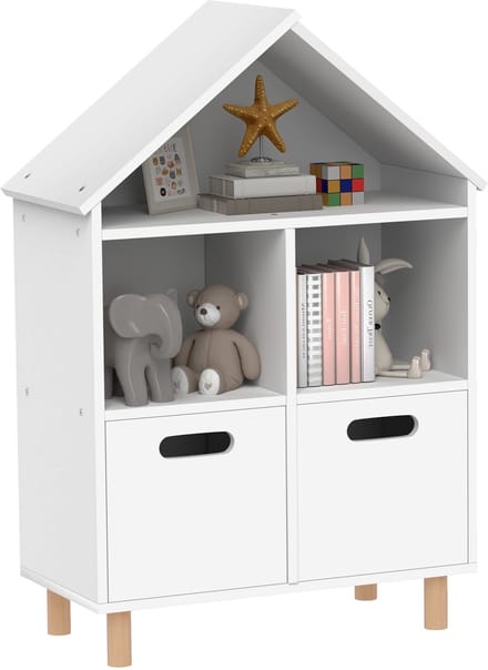 AIYAPLAY - Kinderboekenkast - MDF - 63,7 x 29,7 x 89,5 cm - Wit