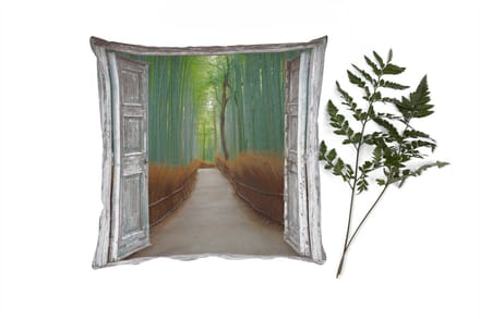 Sierkussens - Kussentjes Woonkamer - 50x50 cm - Bamboe - Japan - Doorkijk - Bos