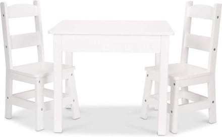 Melissa & Doug - Houten Kindertafel met twee Stoeltjes - wit