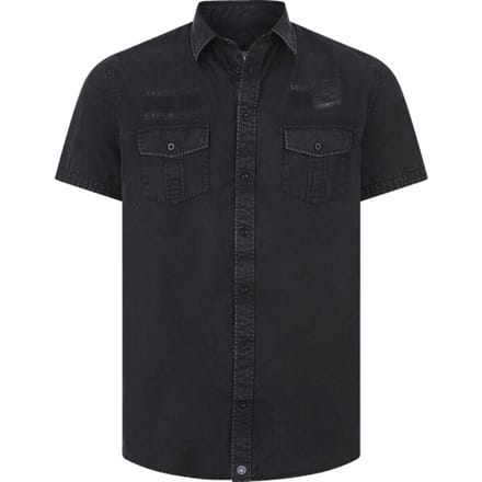 Jan Vanderstorm herren Overhemd Met Korte Mouwen - 47/48 - donkergrijs - Plus Size
