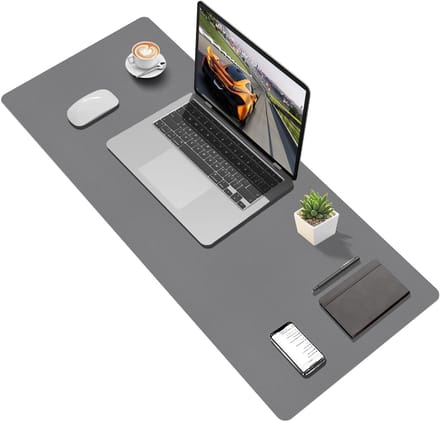 Bureauonderlegger - Bureau mat - Bureau organiseren - Kunstlederen afwerking - 100x40cm - Donkergrijs