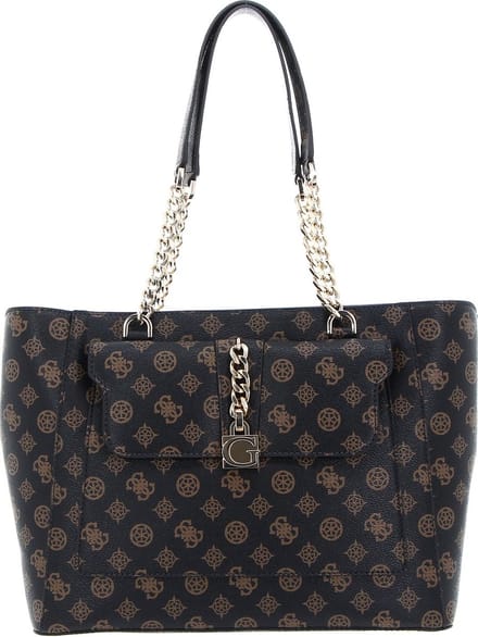 GUESS Schoudertas Tiberia Tote Mocha Logo Donkerbruin