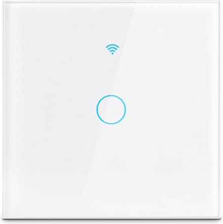 TechU™ Touchscreen Wandschakelaar 1 Knop – Wit – Wifi & App – Voice Control met Google Home & Amazon Alexa – 8.5*8.5 cm – Timer Instellen – Hard glaspaneel – Waterdicht
