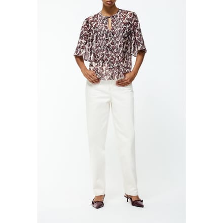 French Connection Elyse Hallie Crinkle Ss Top Blush Pink Floral Maat: 6 | Blouses Outlet | Dames | Roze