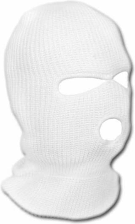 Bivakmuts 3 gaten - Driegaats muts / skimuts - wit - one size - outdoor / bivak / wintersport - warme eengaats balaclava - motor