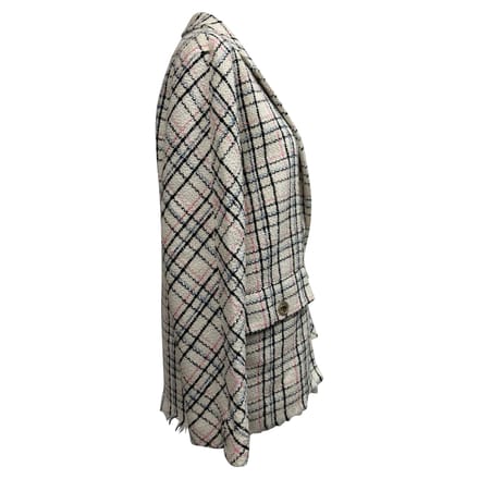 Maje Tweed geruite blazer van wit katoen
