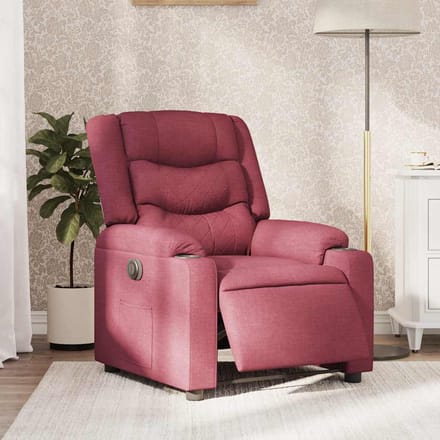 vidaXL - Fauteuil - verstelbaar - elektrisch - stof - wijnrood