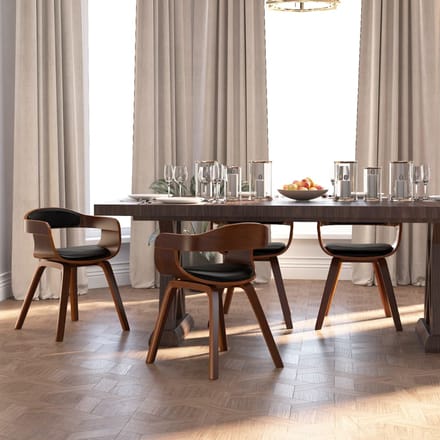 vidaXL - Eetkamerstoelen - 4 - st - gebogen - hout - en - kunstleer - zwart