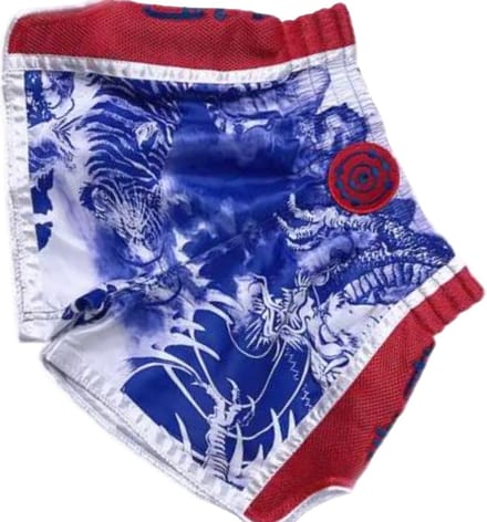 Fluory Muay Thai Shorts Tiger vs Dragon Blauw Rood MTSF113 - M