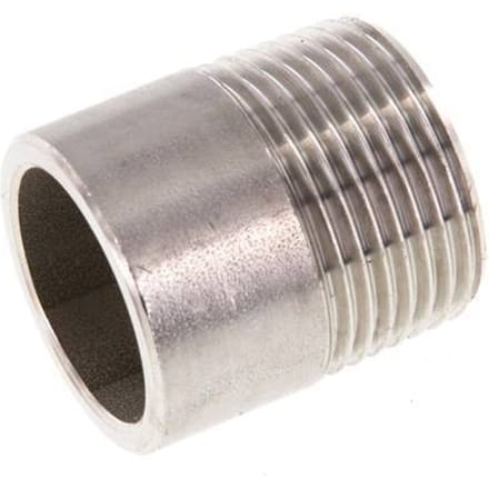 R 3/4'' Buitendraad x 26.9mm RVS Pijpnippel met Las uiteinde 20 Bar DIN 2982 - 30mm
