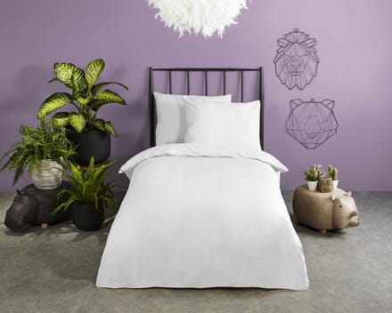 HIP dekbedovertrek effen kleur - 1 persoons 140x200/220 cm - Wit - 100% Katoen satijn