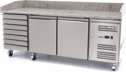 Pizzawerkbank - 202 cm - 2 Deuren - 5 x 1/6 GN - 7 Laden