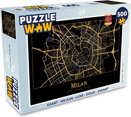 Puzzel Kaart - Milaan - Luxe - Goud - Zwart - Legpuzzel - Puzzel 500 stukjes