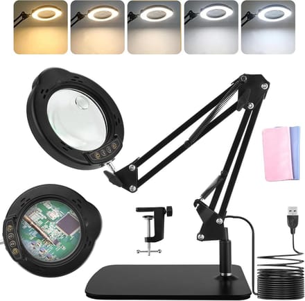 Loeplamp met Standaard - Staande Lamp met LED Verlichting - Werklamp - WerkruimteLamp
