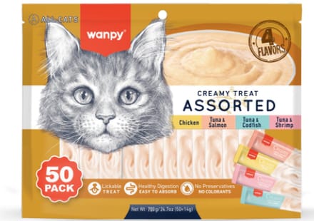 Wanpy Likbare Snacks 4 smaken - Kattensnacks - 50 Stuks - Kattensnoepjes