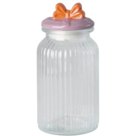 Rice glazen pot met strik, large