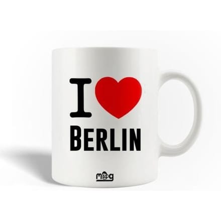 Keramische Mok - I Love Berlin - 30cl - Wit - Vaatwasserbestendig - Cilindrisch