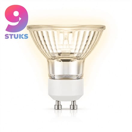 9x Reflector Halogeenlamp GU10 - 75W - Warm Wit Licht (2700K) - 625 lm - 2 jaar - Dimbaar