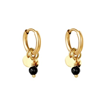 Oorbellen Bedel Delicate | Zwart - Goud