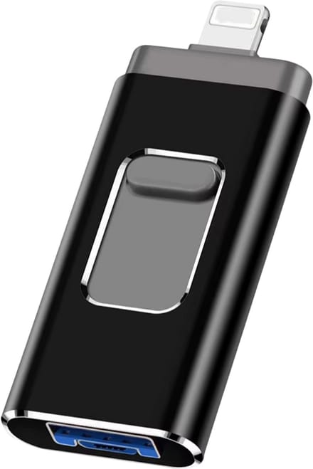 USB Flash Drive 64GB USB 3.0 Geheugenstick – Externe Opslag, geschikt voor iPhone, Telefoon, Android, Type-C & Windows 4-in-1 USB Stick - Zwart