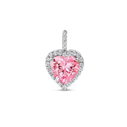 YO&NO Hanger hart - wit en roze - zirkonia halo - Zilver 925