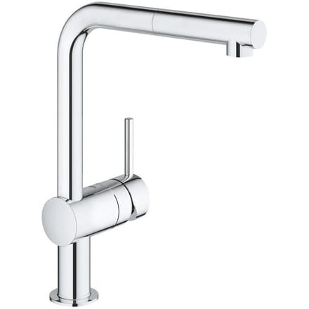 GROHE Minta Keukenkraan - L-uitloop - 360° draaibereik - Met uittrekbare handdouche - Chroom