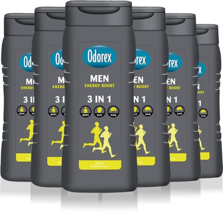 Odorex Showergel For Men Energy Boost - 6x 300ml - Voordeelverpakking