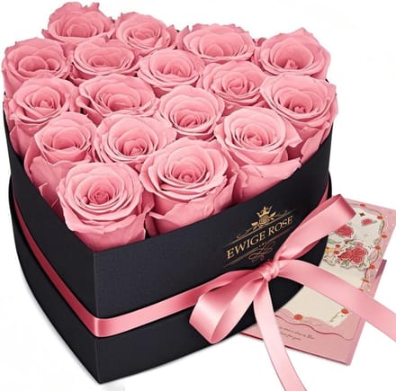 Eeuwige Rozen Cadeau - Bewaarde Bloemen - Liefde Tonen - Echt Rozen Tot 3 Jaar - 17 Rozen - Roze
