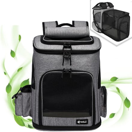 W&Z Luxe hondenrugzak - 8kg - Draagtas Hond - Kat - Grijs