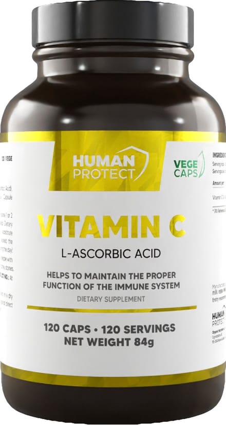 Human Protect - Vitamine C - 100 caps - 100 doseringen - L-Ascorbic Acid - Vitamine C