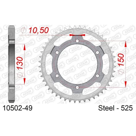 Stalen tandwiel Afam 525 49 dents