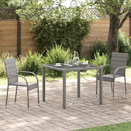 vidaXL - Tuinstoelen - stapelbaar - 2 - st - poly - rattan - grijs
