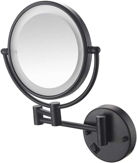 Make-up spiegel - Vergrotende spiegel - Schoonheidsroutine - Verstelbare LED-verlichting - 8 inch - Mat zwart