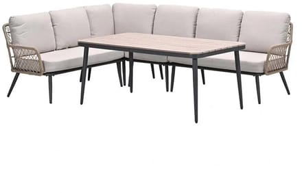Allasio lounge-dining hoekset - 5-dlg. - c.black - desert sand - VW