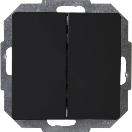 Kopp Serieschakelaar - Dubbele Knoppen - Mat Zwart - Thermoplast - IP20